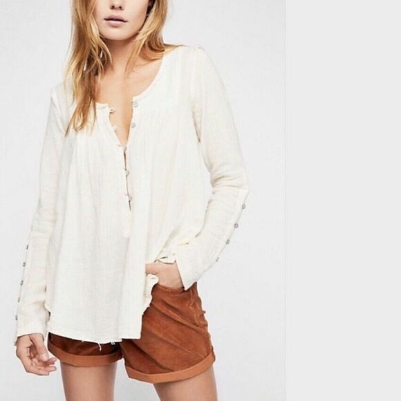 Free People Sand Dune Henley Top Small - Picture 3 of 9